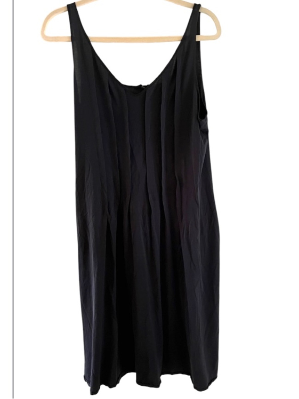 HANRO Cotton Knee Length Nightgown Sz large Black Pleated